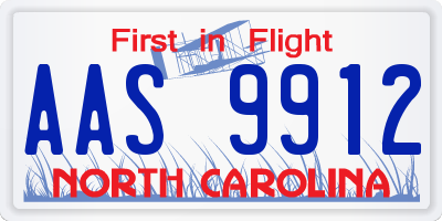 NC license plate AAS9912