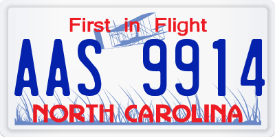 NC license plate AAS9914