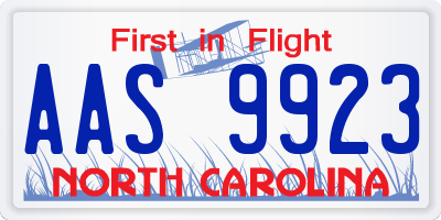 NC license plate AAS9923