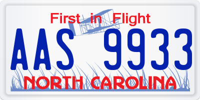 NC license plate AAS9933