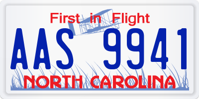 NC license plate AAS9941