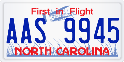 NC license plate AAS9945