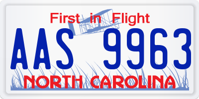 NC license plate AAS9963