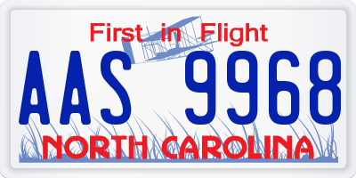 NC license plate AAS9968