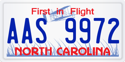 NC license plate AAS9972