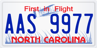 NC license plate AAS9977