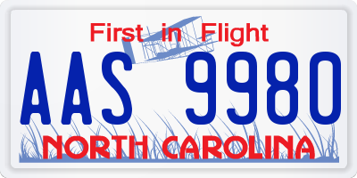 NC license plate AAS9980