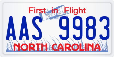 NC license plate AAS9983