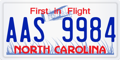 NC license plate AAS9984