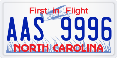 NC license plate AAS9996
