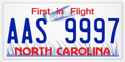 NC license plate AAS9997