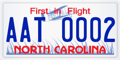 NC license plate AAT0002