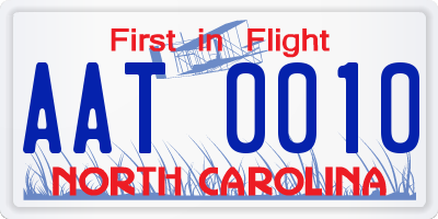 NC license plate AAT0010