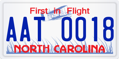 NC license plate AAT0018