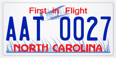 NC license plate AAT0027