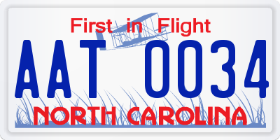 NC license plate AAT0034