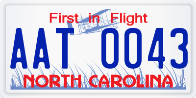 NC license plate AAT0043