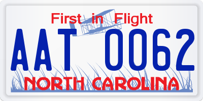 NC license plate AAT0062