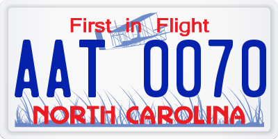 NC license plate AAT0070
