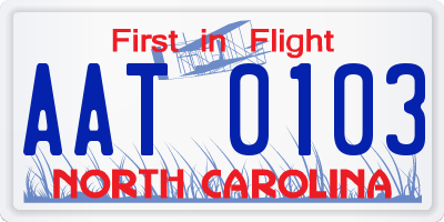 NC license plate AAT0103