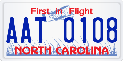 NC license plate AAT0108