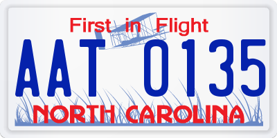 NC license plate AAT0135