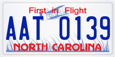 NC license plate AAT0139
