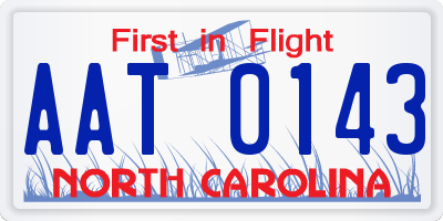 NC license plate AAT0143