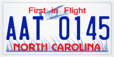 NC license plate AAT0145