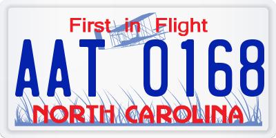 NC license plate AAT0168