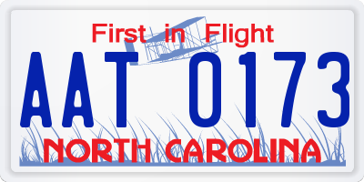 NC license plate AAT0173