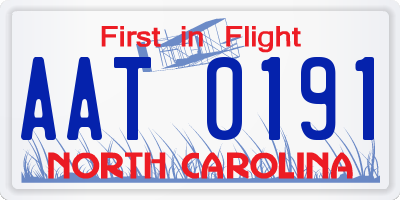 NC license plate AAT0191