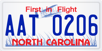 NC license plate AAT0206