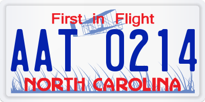 NC license plate AAT0214
