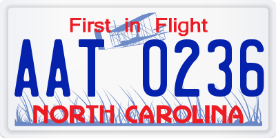 NC license plate AAT0236