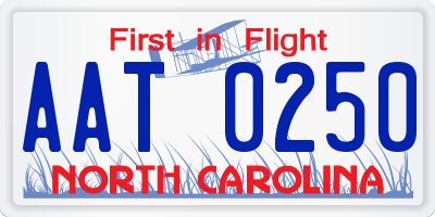 NC license plate AAT0250
