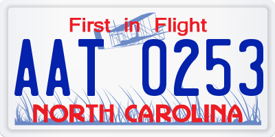 NC license plate AAT0253