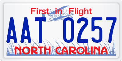 NC license plate AAT0257
