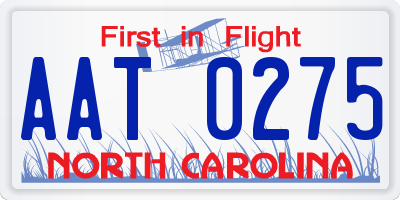 NC license plate AAT0275