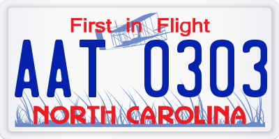 NC license plate AAT0303