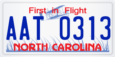 NC license plate AAT0313