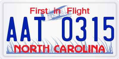 NC license plate AAT0315