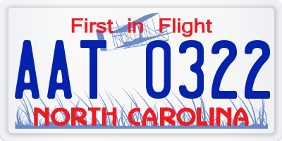 NC license plate AAT0322