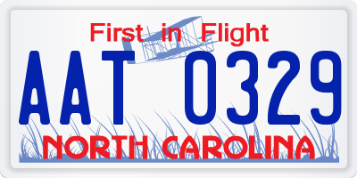 NC license plate AAT0329