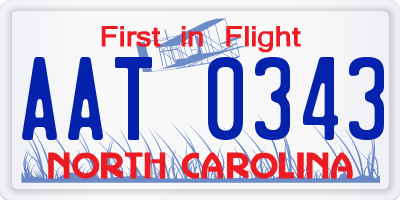 NC license plate AAT0343