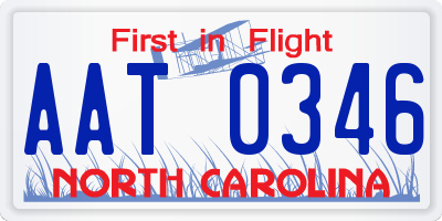 NC license plate AAT0346