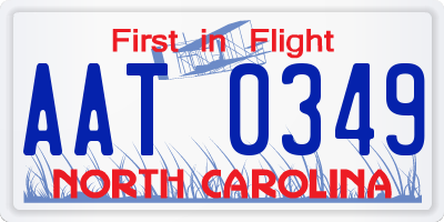 NC license plate AAT0349