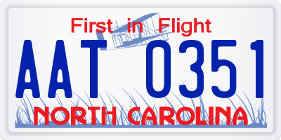 NC license plate AAT0351
