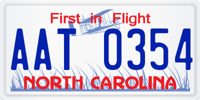 NC license plate AAT0354