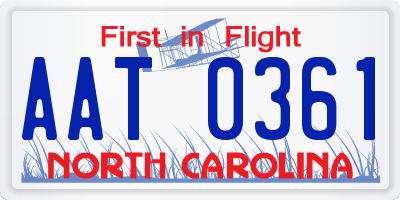 NC license plate AAT0361